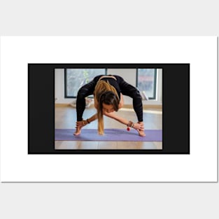 Woman in various yoga postures Posters and Art